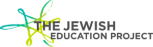 The Jewish Education Project Logo. The image includes an abstract Star of David made up of bright green and yellow.